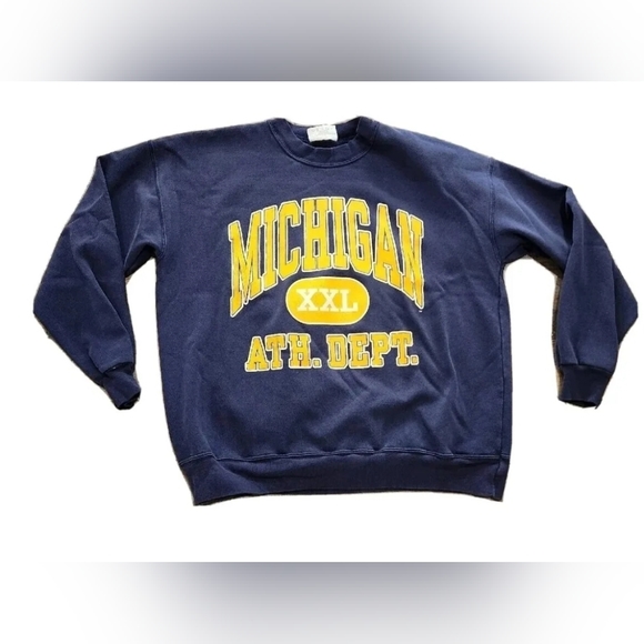 Vintage 80/90s Sweatshirt University Of Michigan XL USA Made Dodger 50/50 Blue